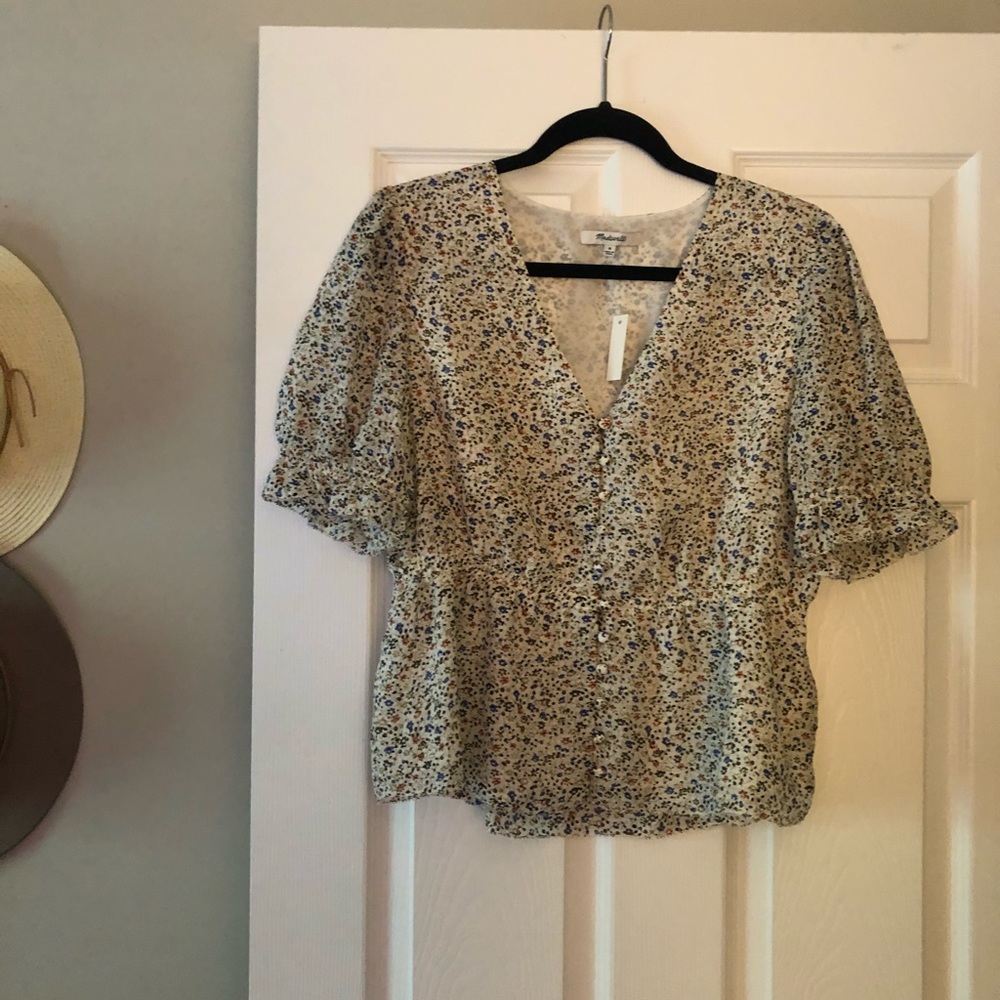 Silk short sleeve blouse